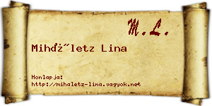 Miháletz Lina névjegykártya